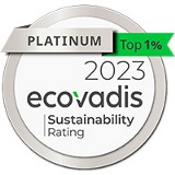 Logo Ecovadis 2022 : Niveau Platinum et dans le top 1 % pour la 4 année consécutive avec un score de 80/100